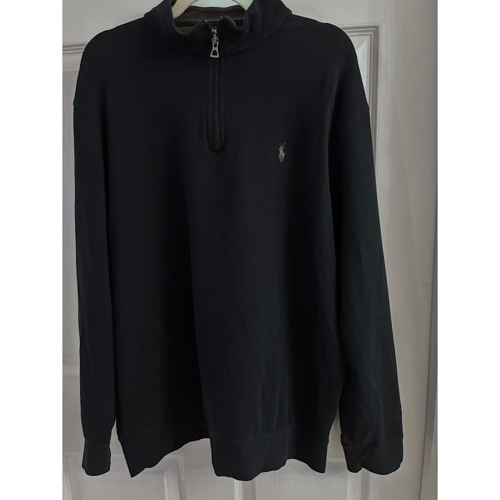 Polo Ralph Lauren Mens XL Navy Quarter Zip Pullover Pony Logo cotton viscose